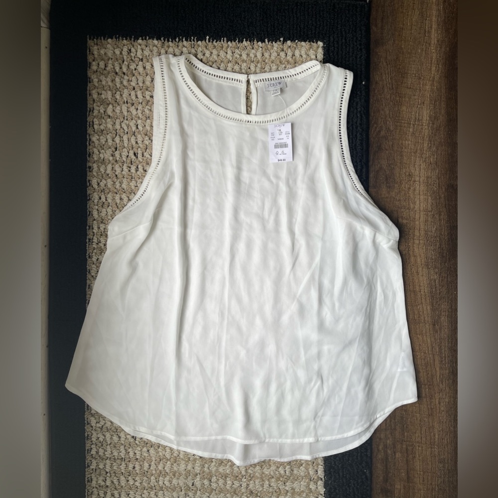 NWT J Crew ivory sheer tank blouse